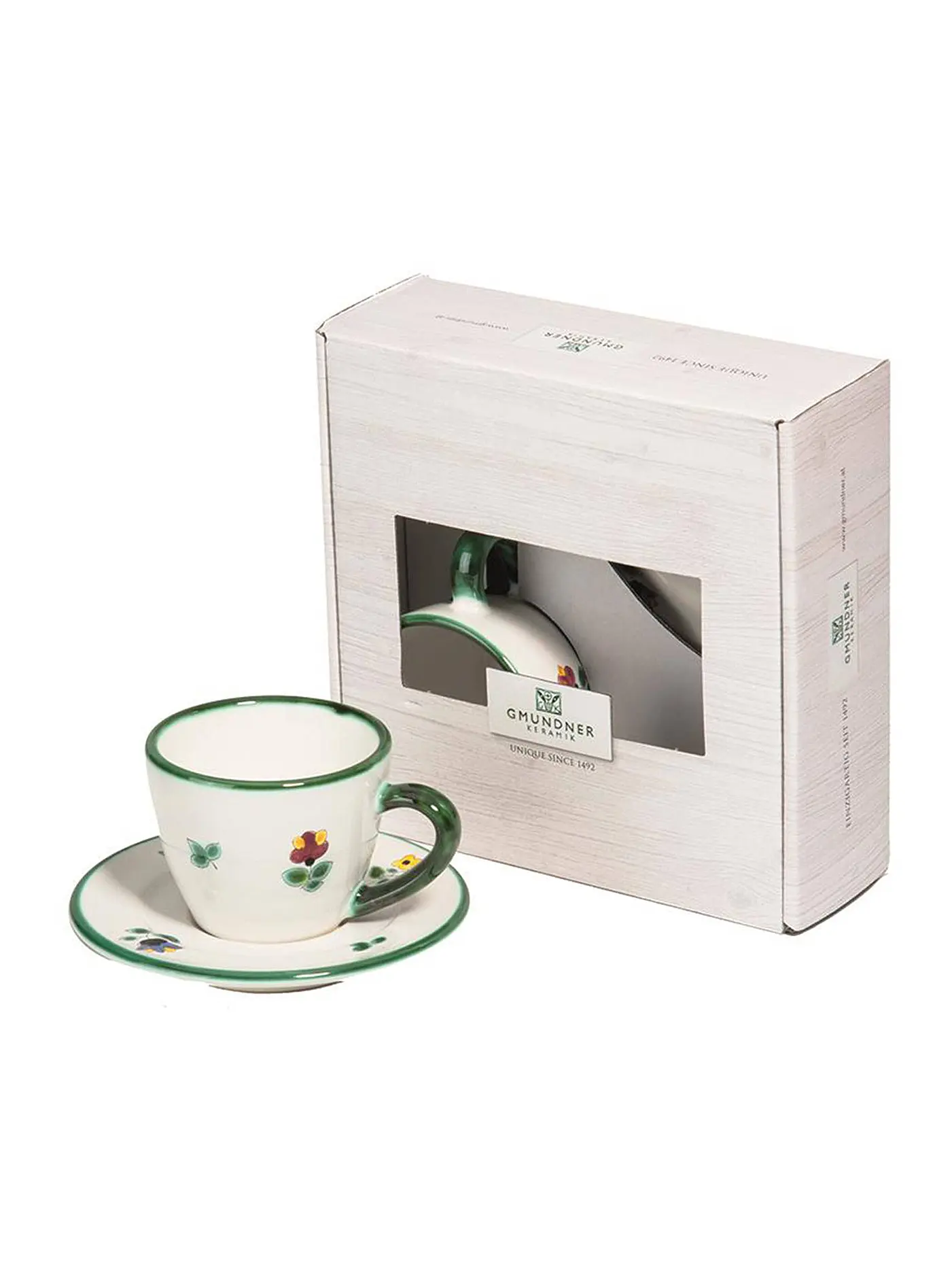 GMUNDNER KERAMIK | Tasse und Untertasse - Espresso for you Gourmet - 2-tlg. "Streublumen" | 